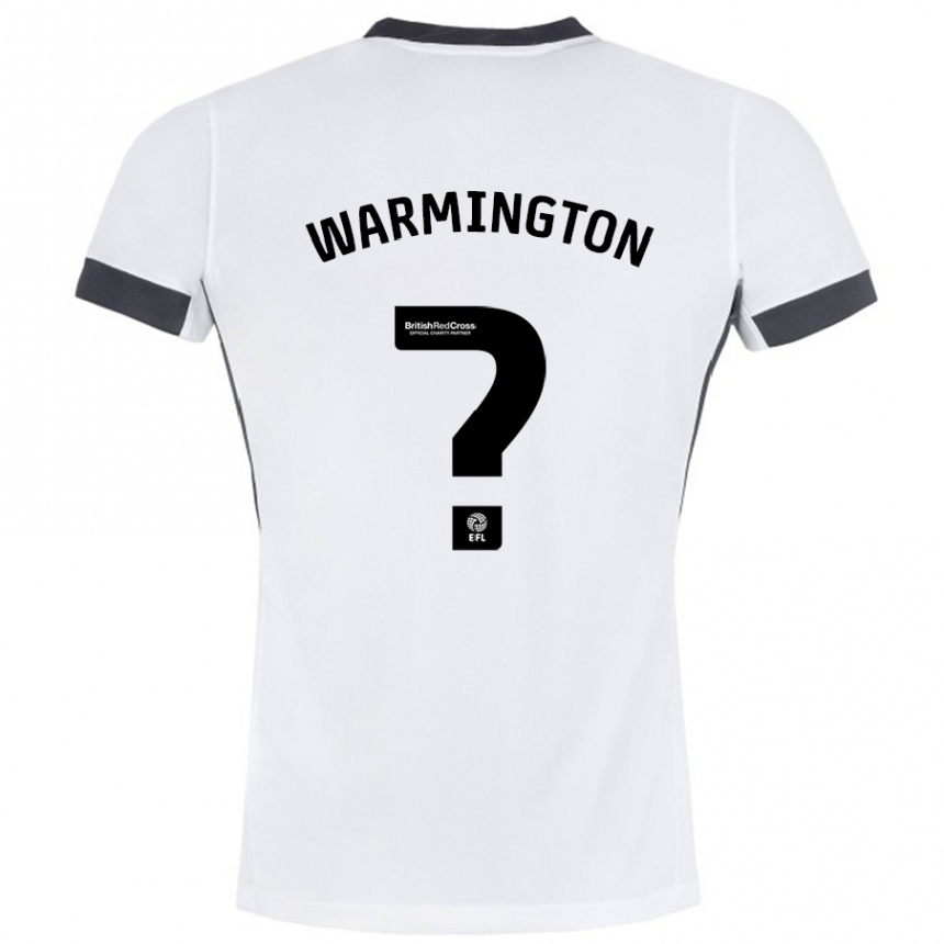 Kids Football Tyrese Warmington #0 White Black Away Jersey 2024/25 T-Shirt Uk