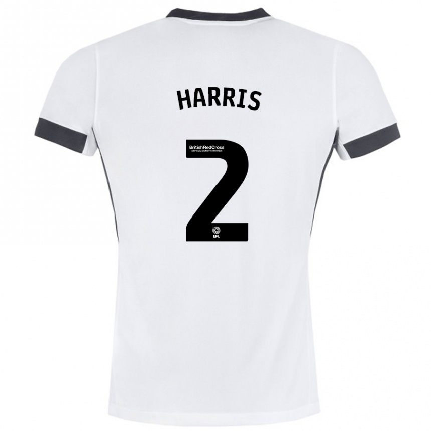 Kids Football Martha Harris #2 White Black Away Jersey 2024/25 T-Shirt Uk