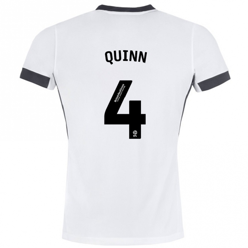 Kids Football Louise Catherine Quinn #4 White Black Away Jersey 2024/25 T-Shirt Uk