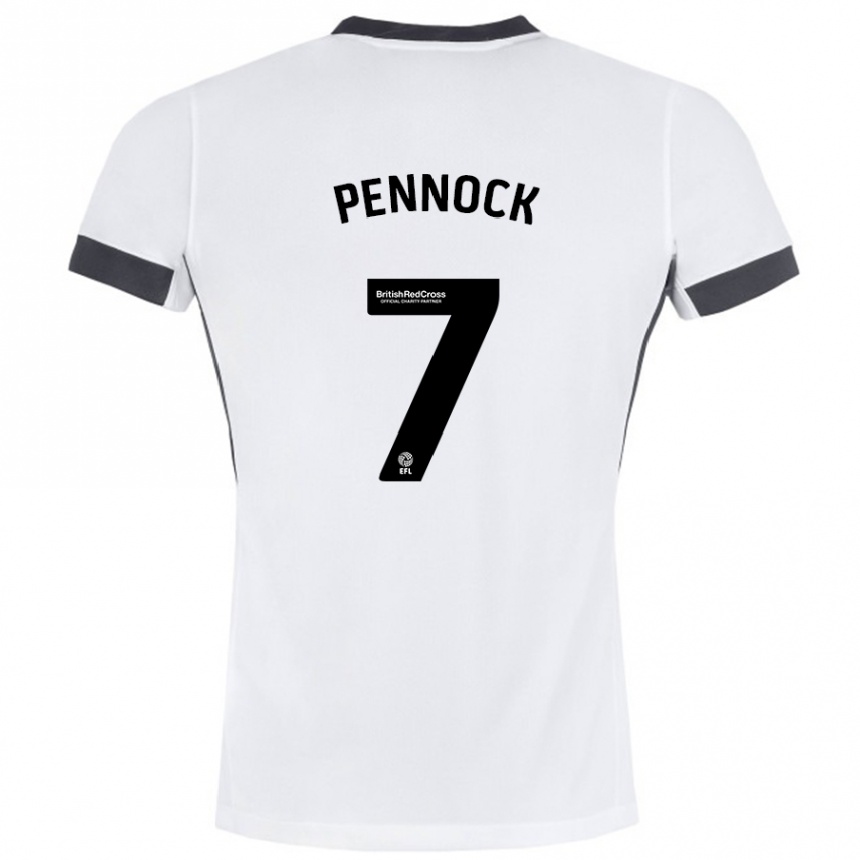 Kids Football Jade Pennock #7 White Black Away Jersey 2024/25 T-Shirt Uk