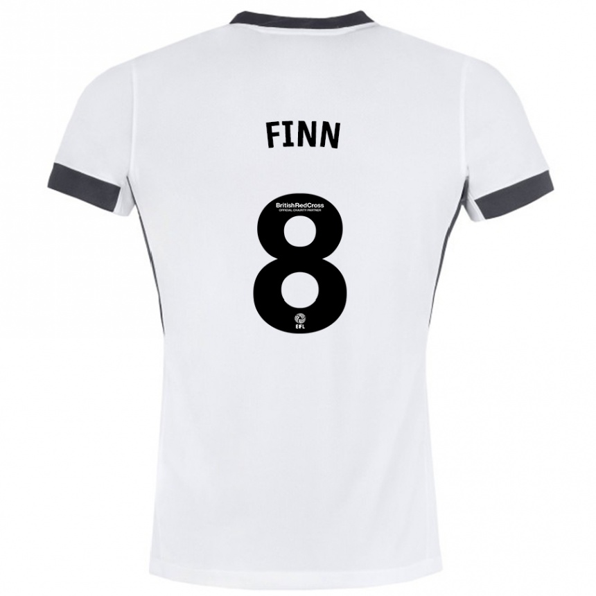 Kids Football Jamie Finn #8 White Black Away Jersey 2024/25 T-Shirt Uk