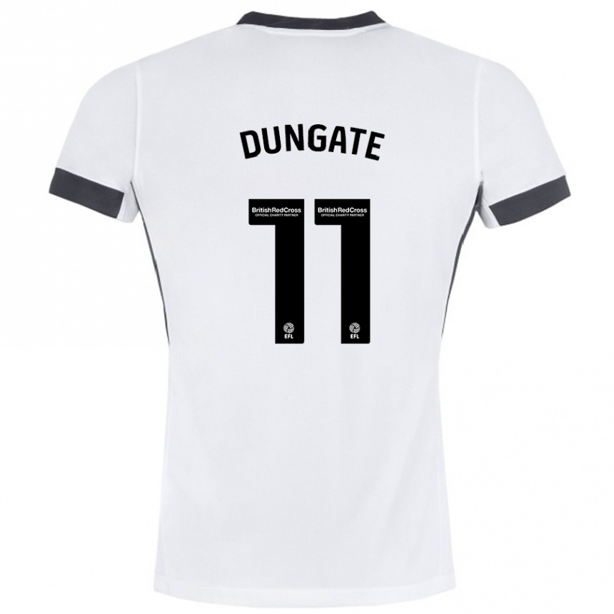 Kids Football Katie Dungate #11 White Black Away Jersey 2024/25 T-Shirt Uk