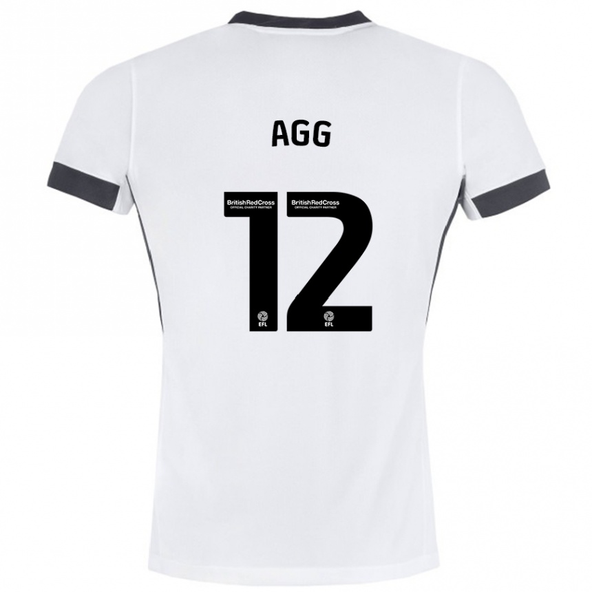 Kids Football Lily Agg #12 White Black Away Jersey 2024/25 T-Shirt Uk