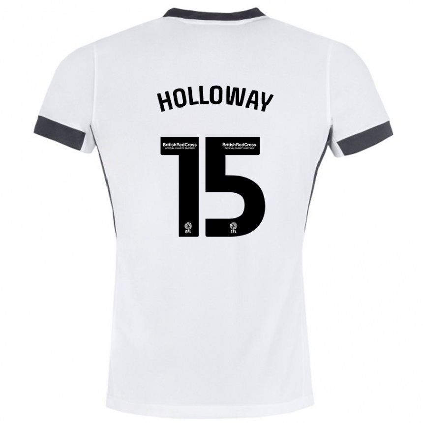 Kids Football Rebecca Holloway #15 White Black Away Jersey 2024/25 T-Shirt Uk