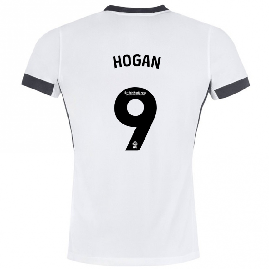 Kids Football Scott Hogan #9 White Black Away Jersey 2024/25 T-Shirt Uk