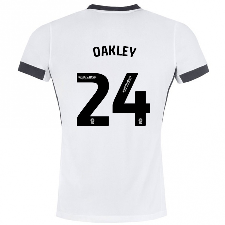 Kids Football Marcel Oakley #24 White Black Away Jersey 2024/25 T-Shirt Uk