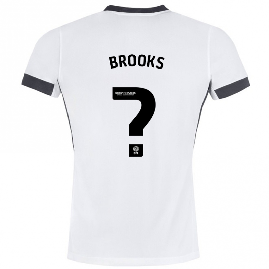 Kids Football Kobi Brooks #0 White Black Away Jersey 2024/25 T-Shirt Uk