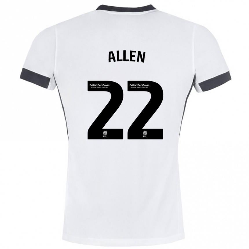 Kids Football Remi Allen #22 White Black Away Jersey 2024/25 T-Shirt Uk