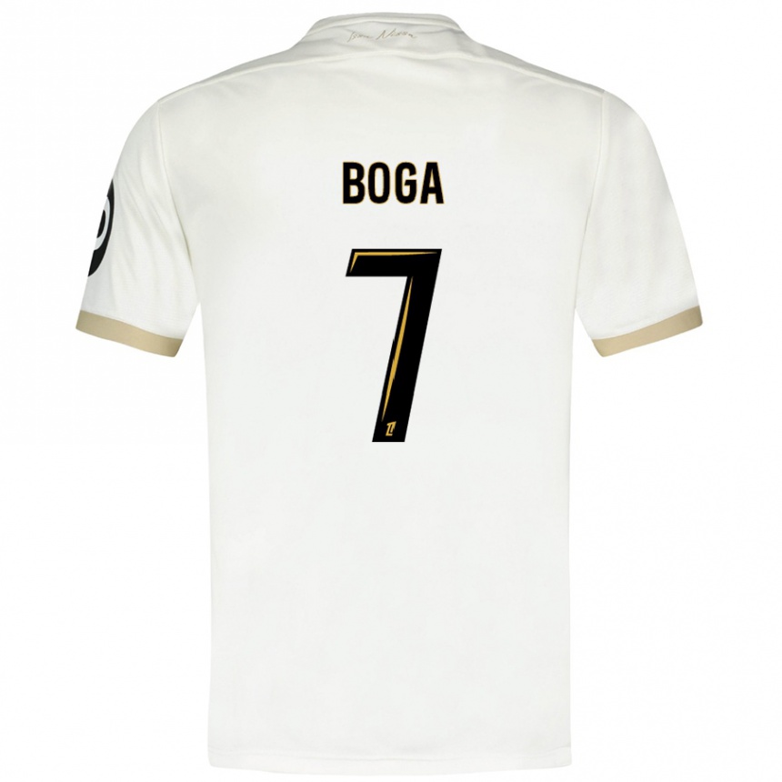 Kids Football Jérémie Boga #7 White Gold Away Jersey 2024/25 T-Shirt Uk