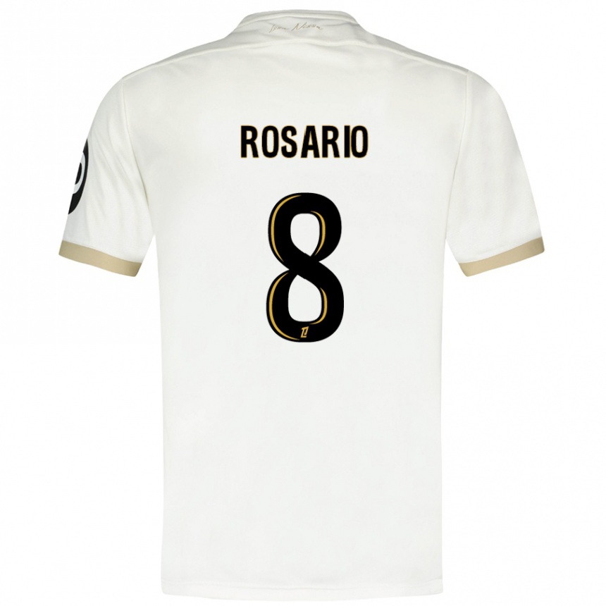 Kids Football Pablo Rosario #8 White Gold Away Jersey 2024/25 T-Shirt Uk