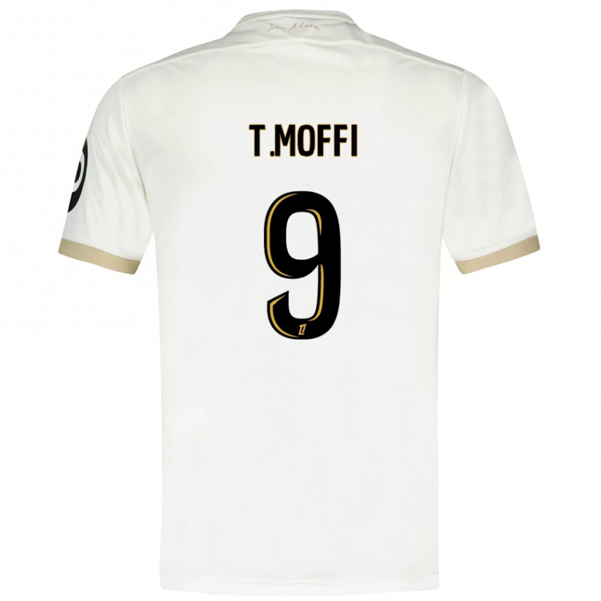 Kids Football Terem Moffi #9 White Gold Away Jersey 2024/25 T-Shirt Uk