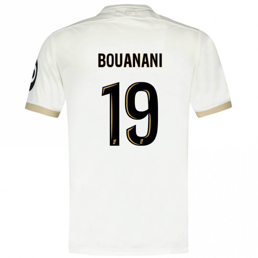 Kids Football Badredine Bouanani #19 White Gold Away Jersey 2024/25 T-Shirt Uk