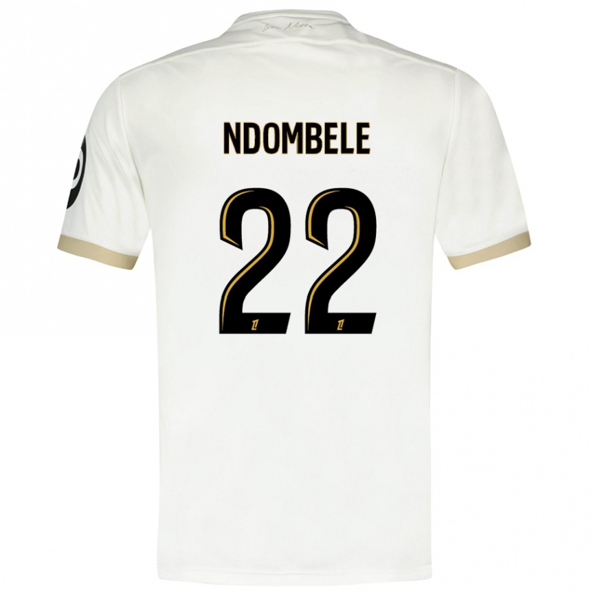 Kids Football Tanguy Ndombele #22 White Gold Away Jersey 2024/25 T-Shirt Uk