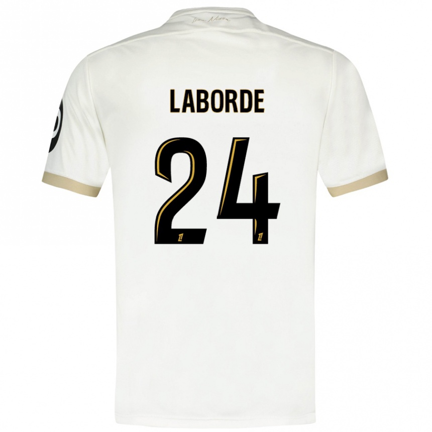 Kids Football Gaëtan Laborde #24 White Gold Away Jersey 2024/25 T-Shirt Uk