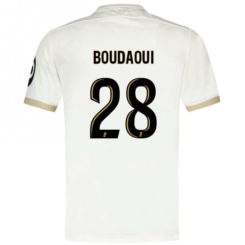 Kids Football Hicham Boudaoui #28 White Gold Away Jersey 2024/25 T-Shirt Uk