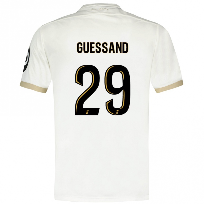 Kids Football Evann Guessand #29 White Gold Away Jersey 2024/25 T-Shirt Uk