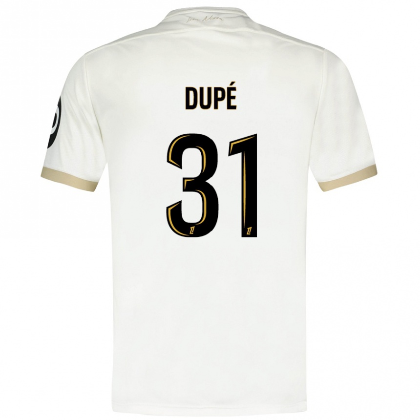 Kids Football Maxime Dupé #31 White Gold Away Jersey 2024/25 T-Shirt Uk