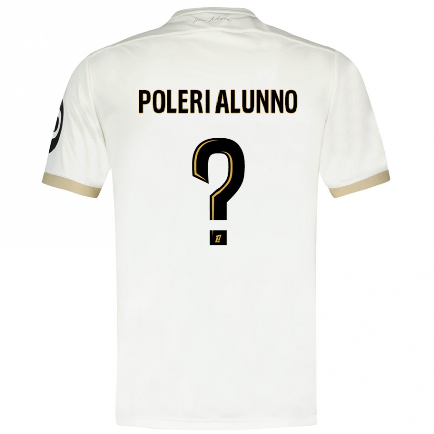 Kids Football Mathis Poleri Alunno #0 White Gold Away Jersey 2024/25 T-Shirt Uk