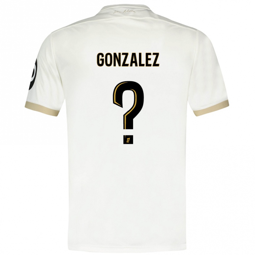 Kids Football Anthony Gonzalez #0 White Gold Away Jersey 2024/25 T-Shirt Uk