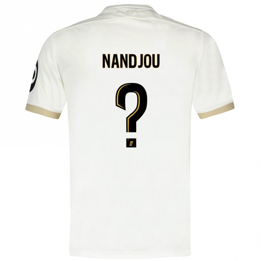 Kids Football Yaël Nandjou #0 White Gold Away Jersey 2024/25 T-Shirt Uk