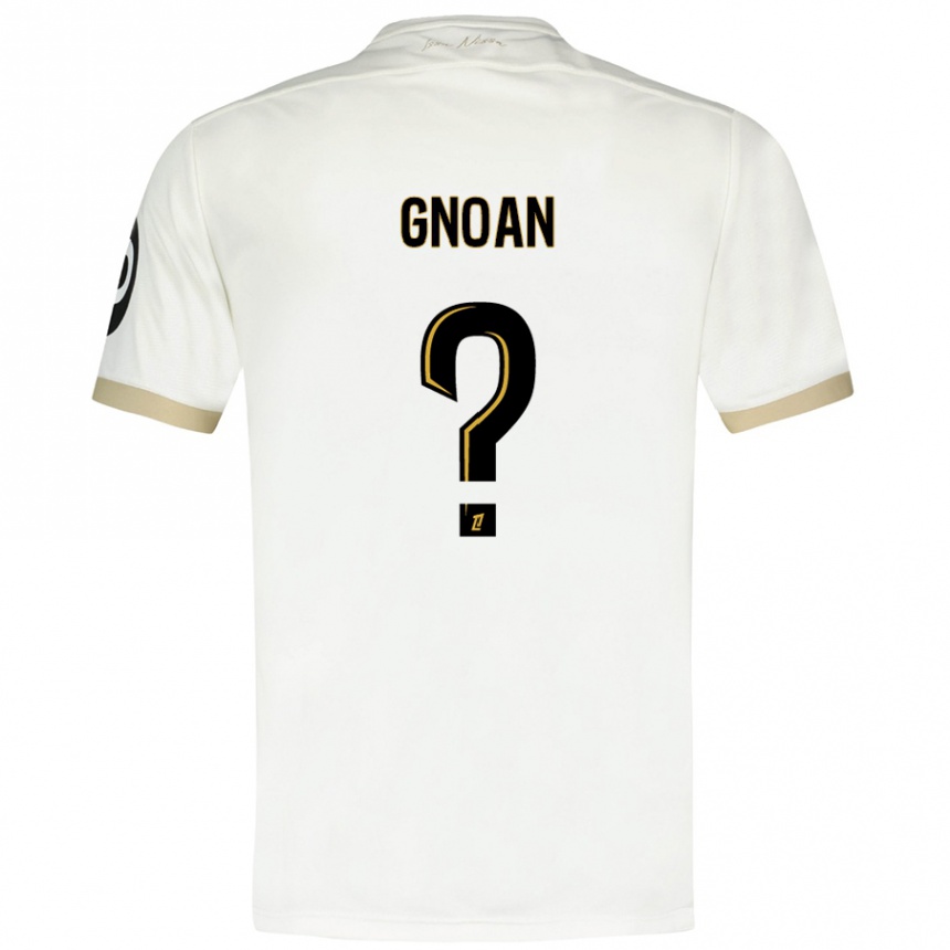 Kids Football Ebroni Gnoan #0 White Gold Away Jersey 2024/25 T-Shirt Uk