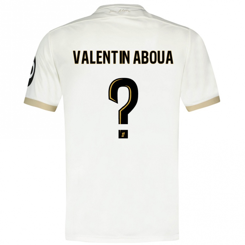 Kids Football Louis Valentin Aboua #0 White Gold Away Jersey 2024/25 T-Shirt Uk