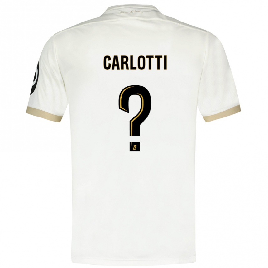 Kids Football Mathis Carlotti #0 White Gold Away Jersey 2024/25 T-Shirt Uk