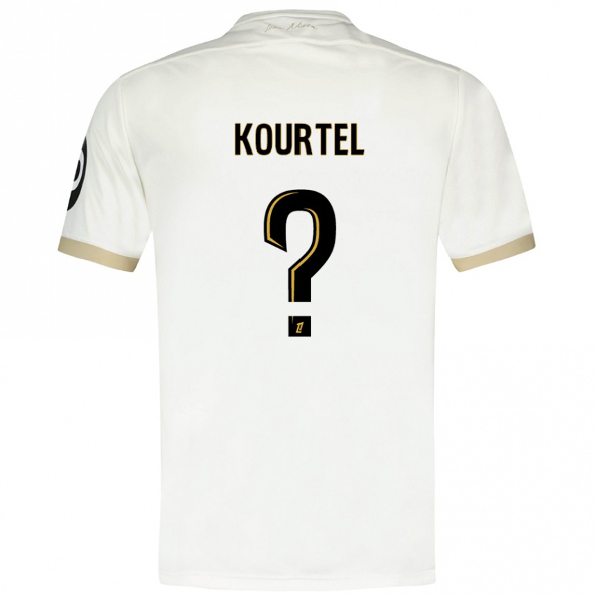 Kids Football Kaïs Kourtel #0 White Gold Away Jersey 2024/25 T-Shirt Uk