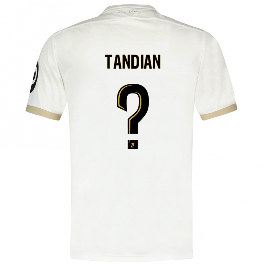 Kids Football Elage Tandian #0 White Gold Away Jersey 2024/25 T-Shirt Uk