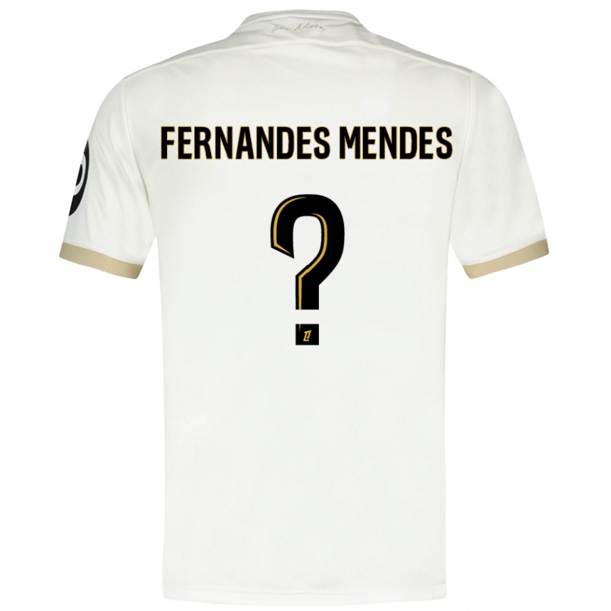 Kids Football Mathis Fernandes Mendes #0 White Gold Away Jersey 2024/25 T-Shirt Uk