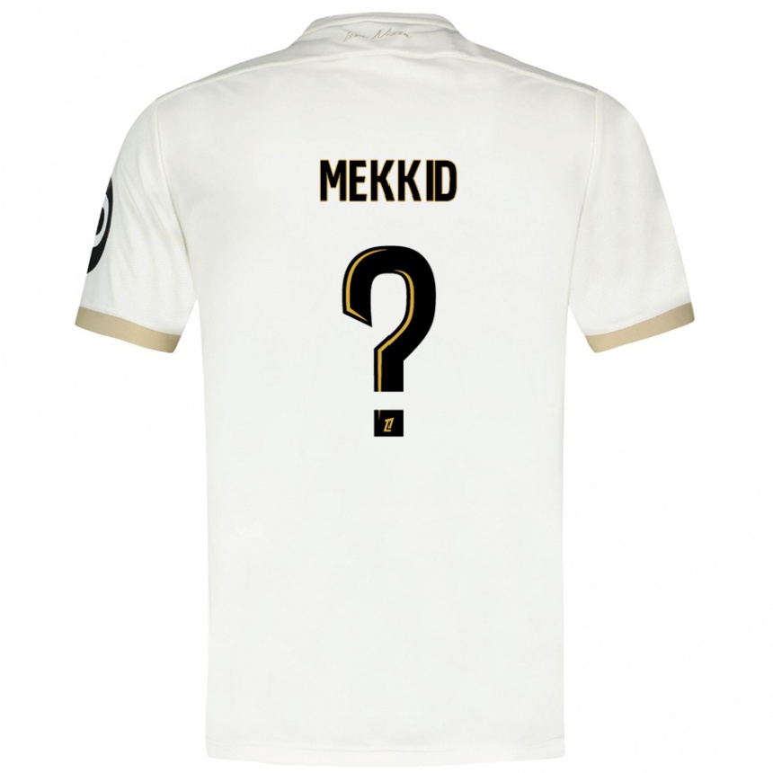 Kids Football Ayoub Mekkid #0 White Gold Away Jersey 2024/25 T-Shirt Uk