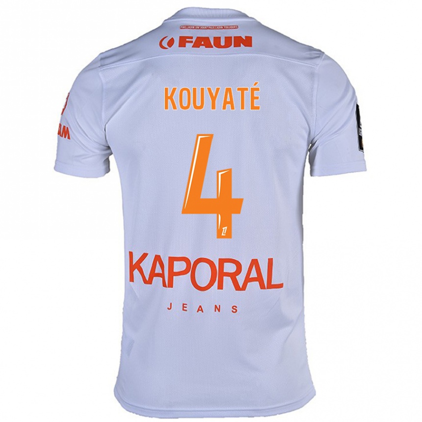 Kids Football Kiki Kouyaté #4 White Away Jersey 2024/25 T-Shirt Uk