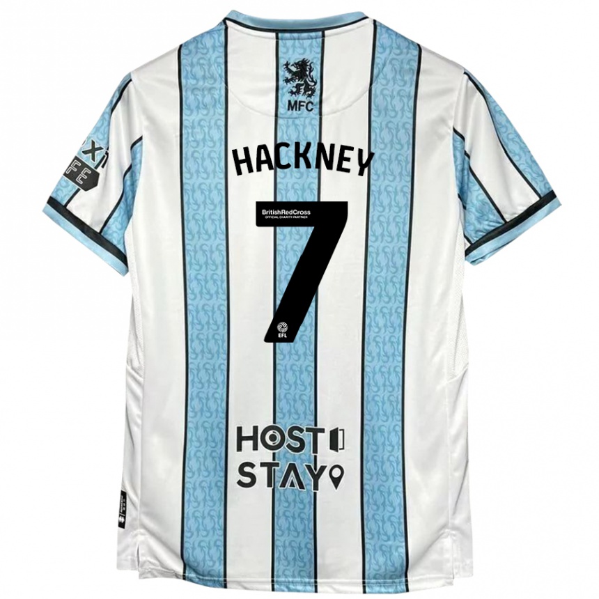 Kids Football Hayden Hackney #7 White Blue Away Jersey 2024/25 T-Shirt Uk