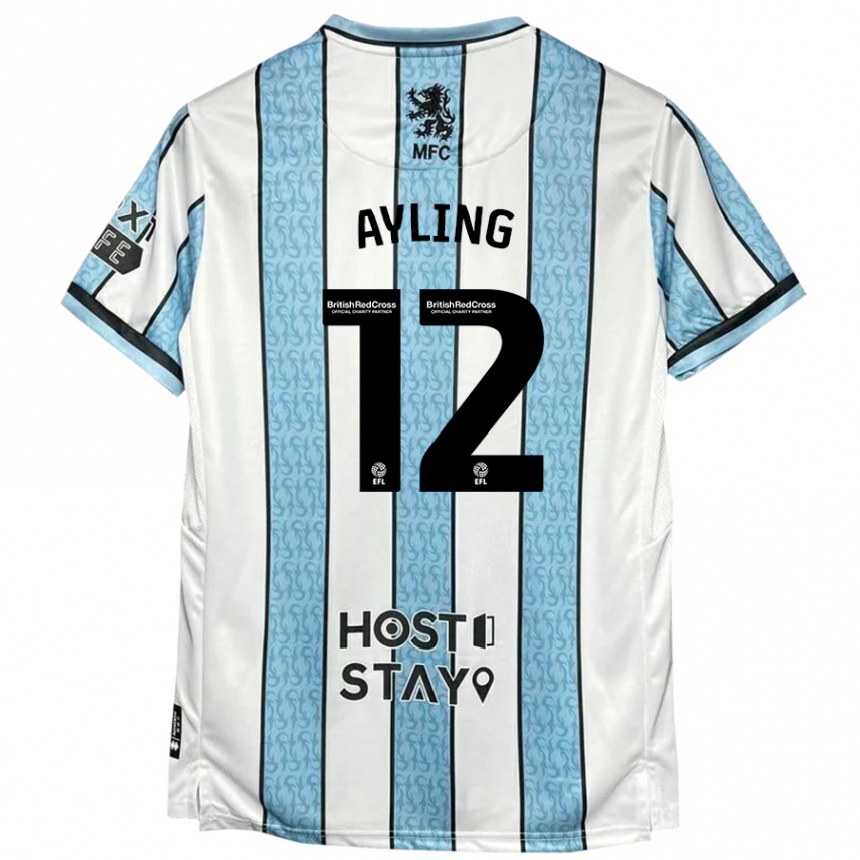 Kids Football Luke Ayling #12 White Blue Away Jersey 2024/25 T-Shirt Uk