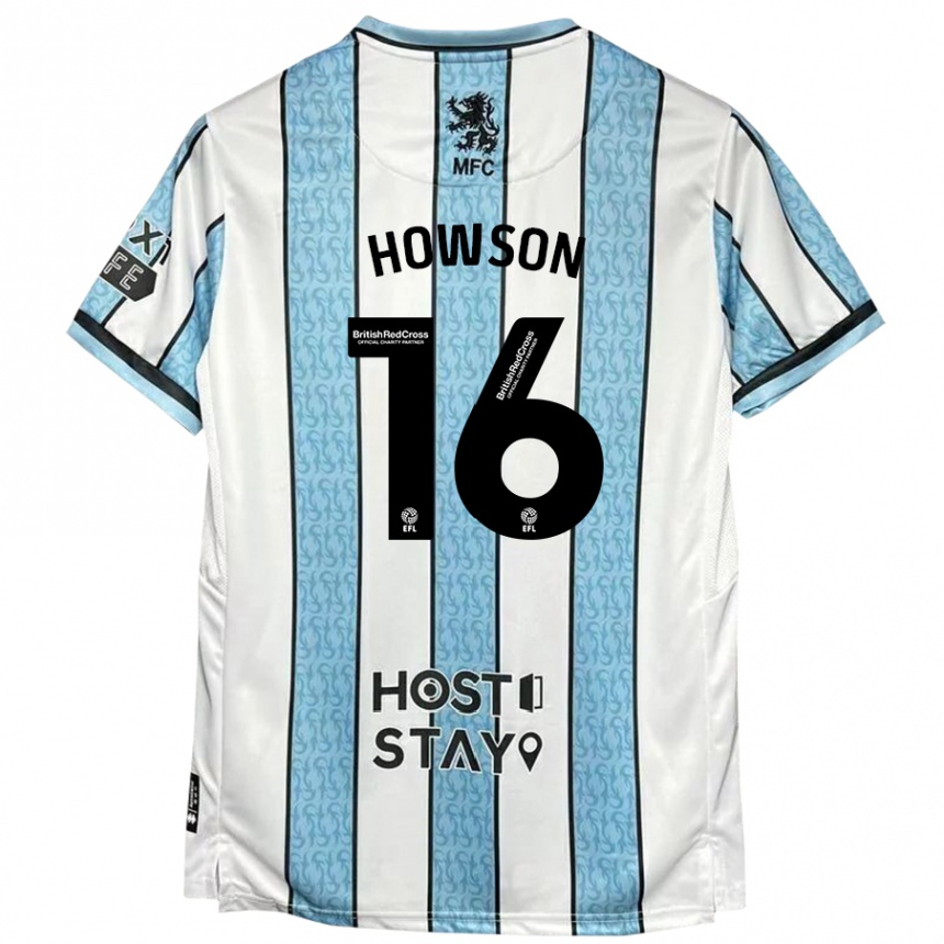 Kids Football Jonathan Howson #16 White Blue Away Jersey 2024/25 T-Shirt Uk