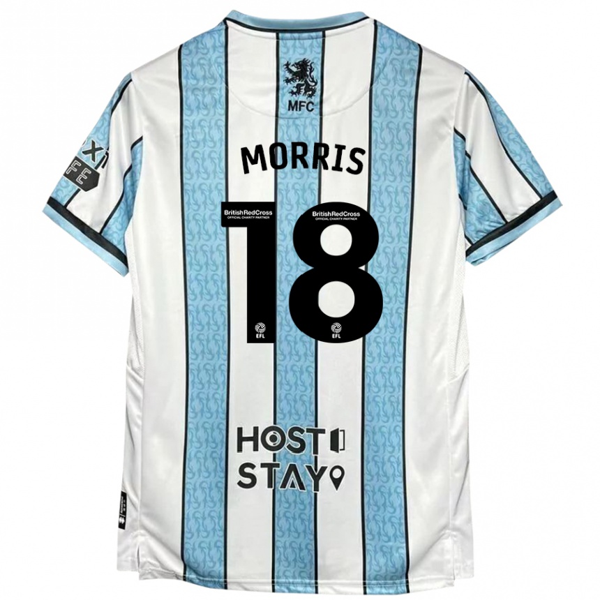 Kids Football Aidan Morris #18 White Blue Away Jersey 2024/25 T-Shirt Uk