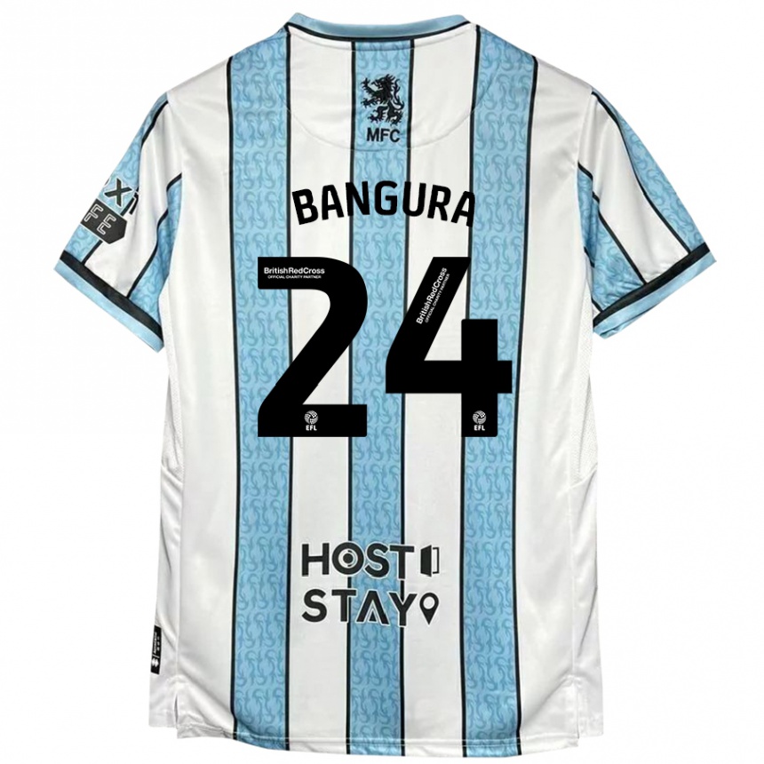 Kids Football Alex Bangura #24 White Blue Away Jersey 2024/25 T-Shirt Uk