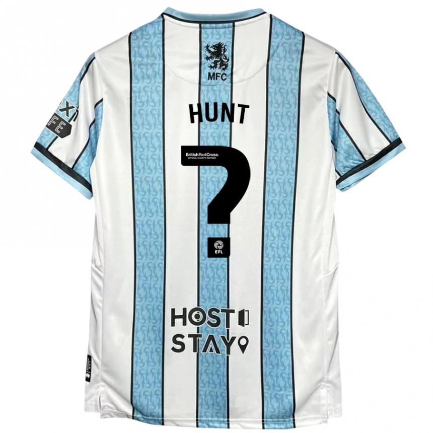 Kids Football Harley Hunt #0 White Blue Away Jersey 2024/25 T-Shirt Uk