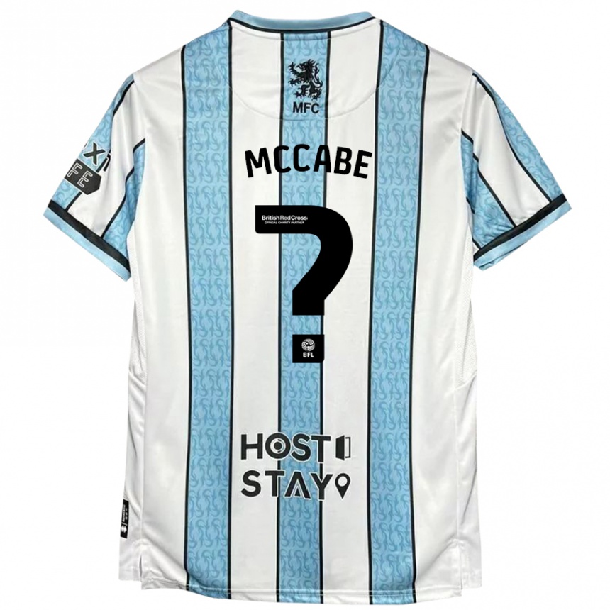 Kids Football Iain Mccabe #0 White Blue Away Jersey 2024/25 T-Shirt Uk