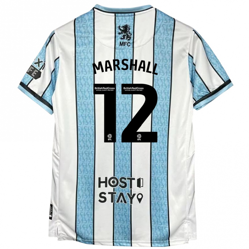 Kids Football Eve Marshall #12 White Blue Away Jersey 2024/25 T-Shirt Uk