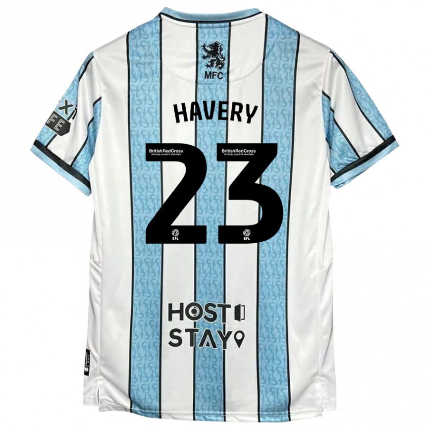 Kids Football Nicole Havery #23 White Blue Away Jersey 2024/25 T-Shirt Uk