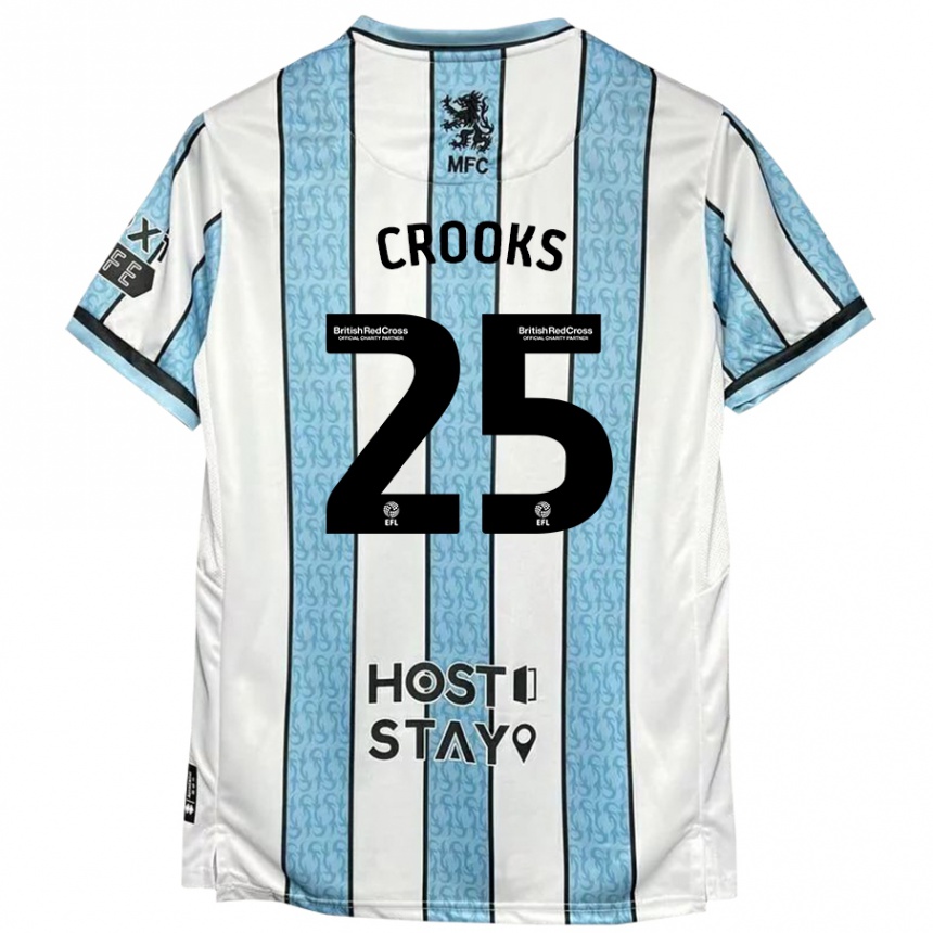 Kids Football Matt Crooks #25 White Blue Away Jersey 2024/25 T-Shirt Uk