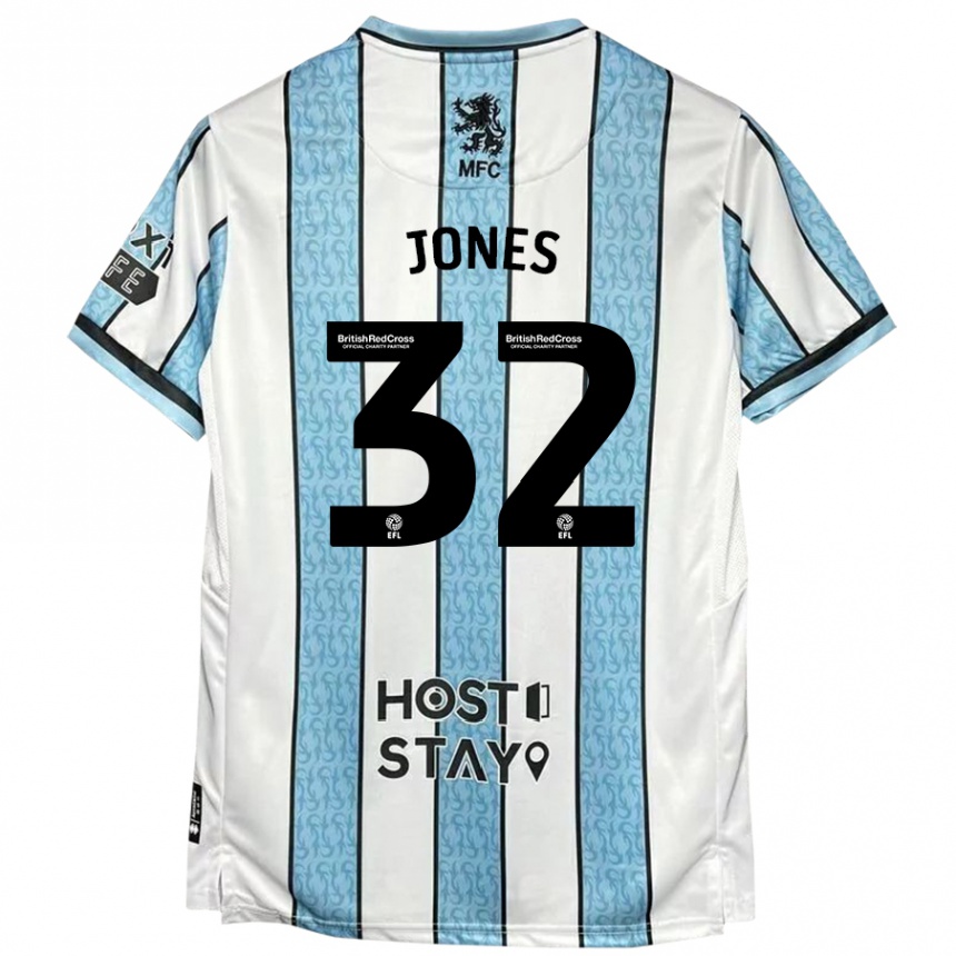 Kids Football Jamie Jones #32 White Blue Away Jersey 2024/25 T-Shirt Uk