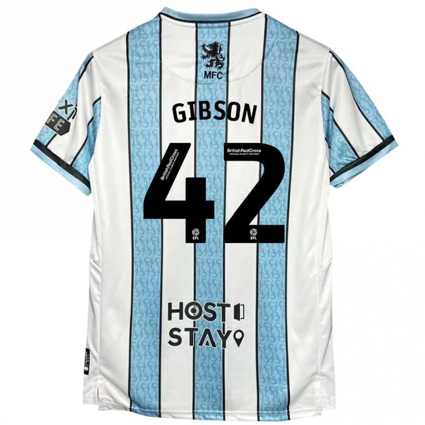 Kids Football Joseph Gibson #42 White Blue Away Jersey 2024/25 T-Shirt Uk