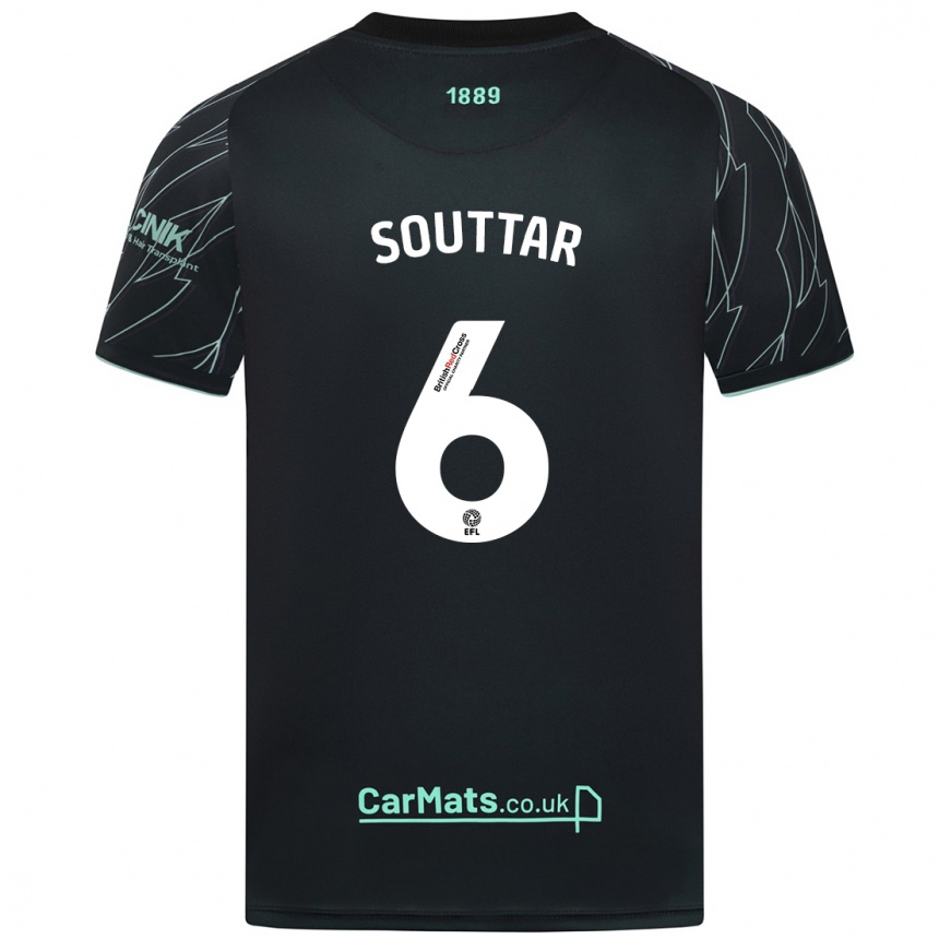 Kids Football Harry Souttar #6 Black Green Away Jersey 2024/25 T-Shirt Uk