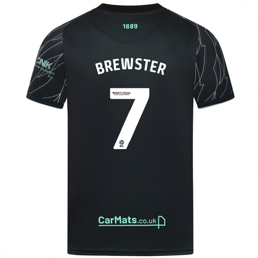 Kids Football Rhian Brewster #7 Black Green Away Jersey 2024/25 T-Shirt Uk