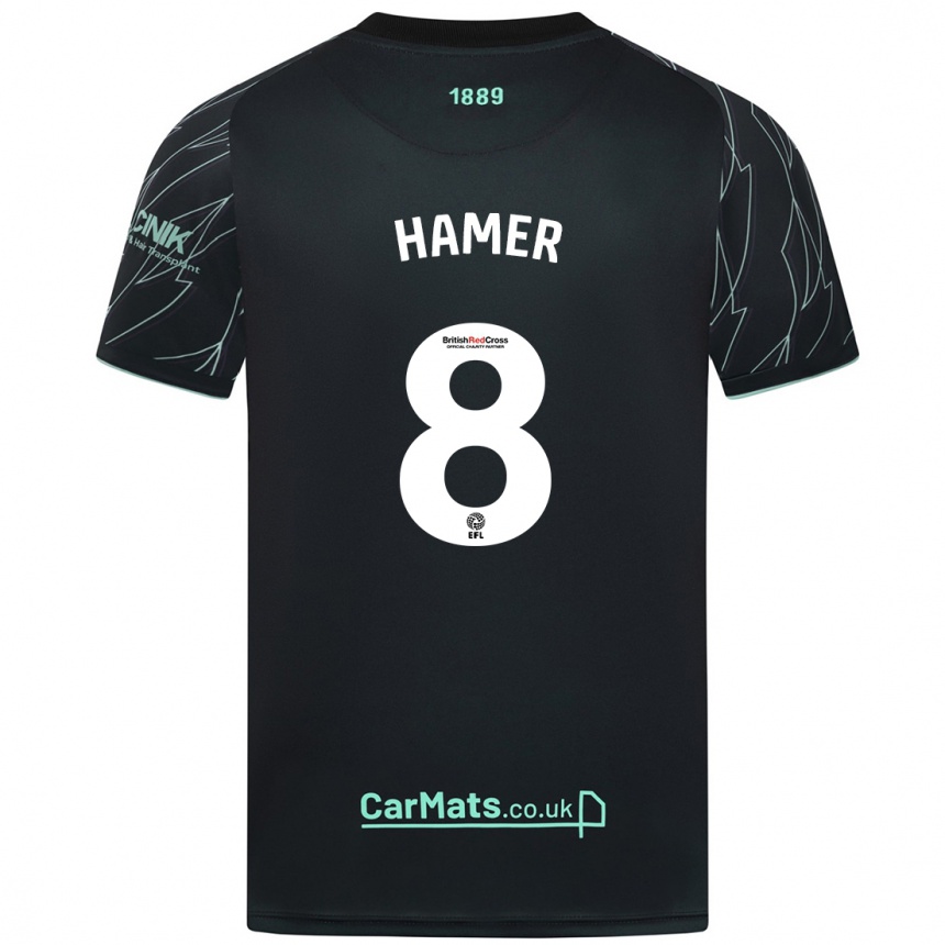 Kids Football Gustavo Hamer #8 Black Green Away Jersey 2024/25 T-Shirt Uk