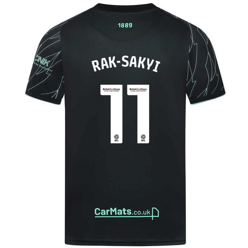 Kids Football Jesurun Rak-Sakyi #11 Black Green Away Jersey 2024/25 T-Shirt Uk