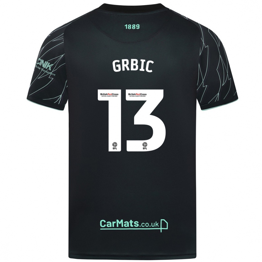 Kids Football Ivo Grbic #13 Black Green Away Jersey 2024/25 T-Shirt Uk