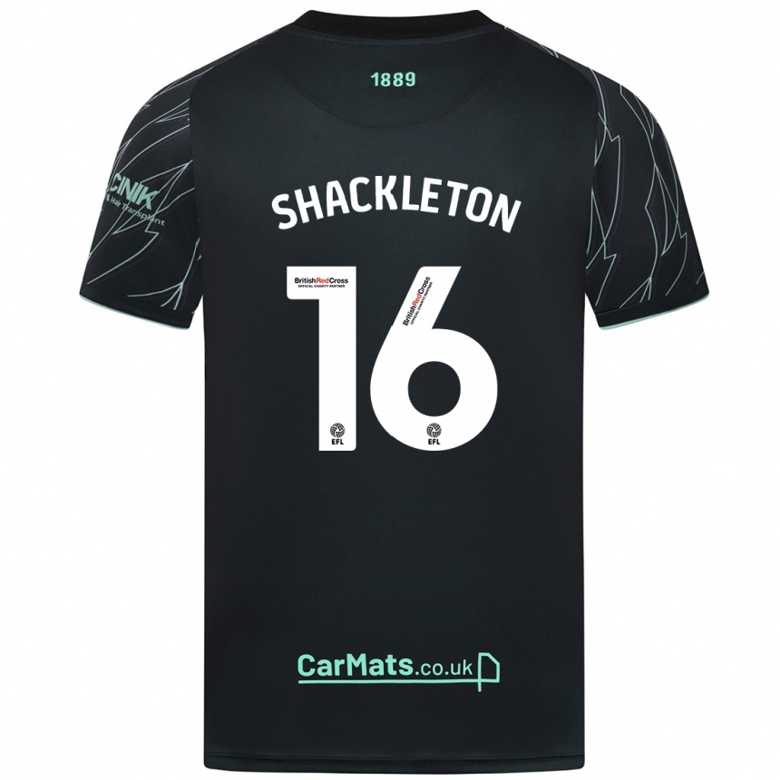 Kids Football Jamie Shackleton #16 Black Green Away Jersey 2024/25 T-Shirt Uk